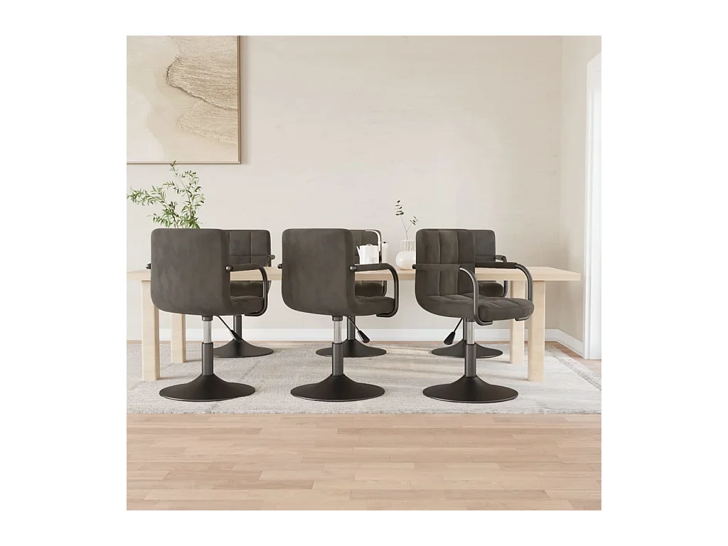 Chaises pivotantes à manger lot de 6 gris foncé velours