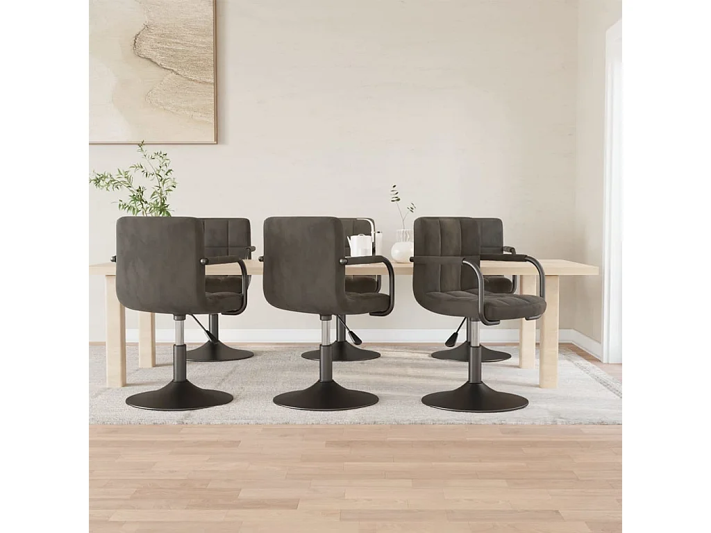 Chaises pivotantes à manger lot de 6 gris foncé velours