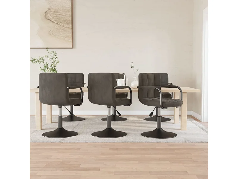 Chaises pivotantes à manger lot de 6 gris foncé velours