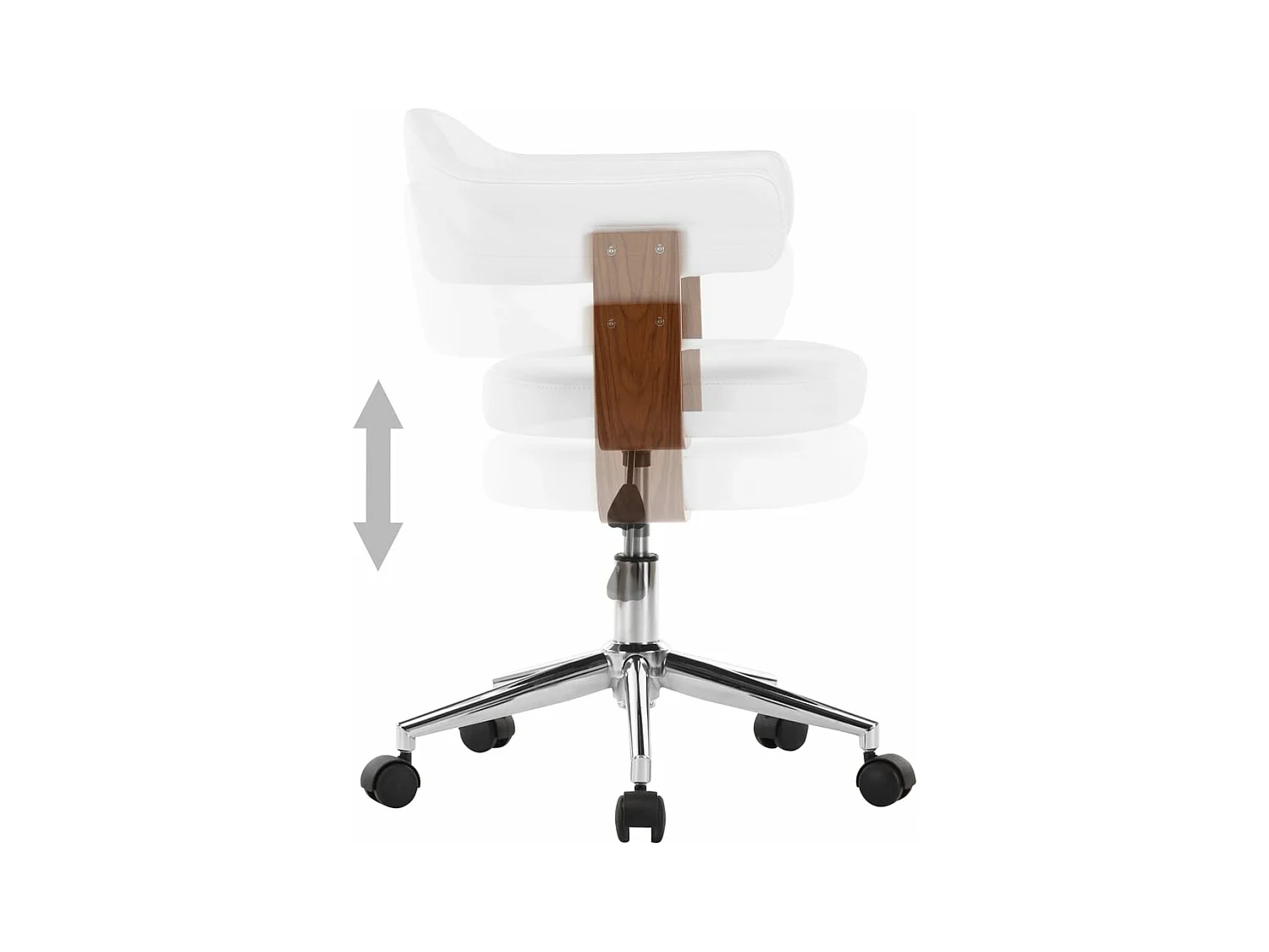 Eetkamerstoelen draaibaar 6 st gebogen hout en kunstleer wit