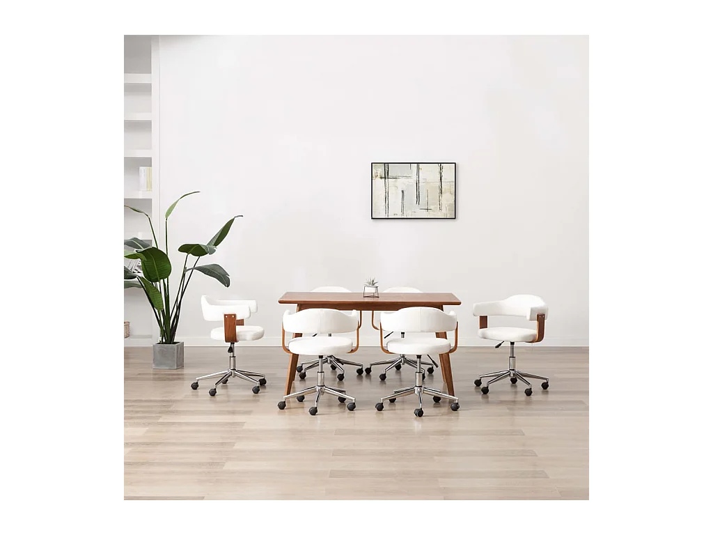 Chaises pivotantes à manger lot de 6 bois courbé et similicuir