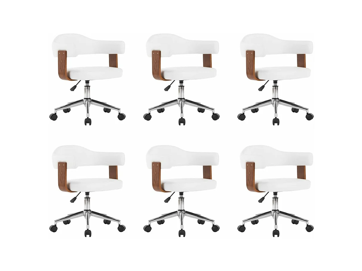Chaises pivotantes à manger lot de 6 bois courbé et similicuir