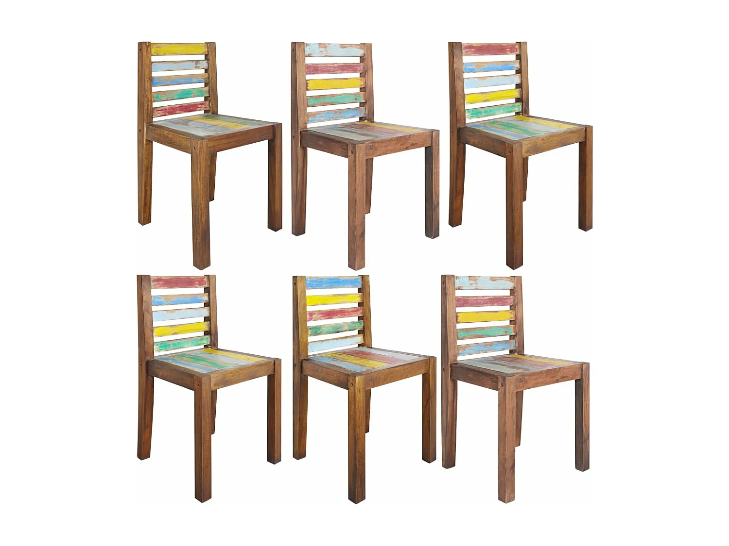 Chaises à manger lot de 6 bois de récupération solide