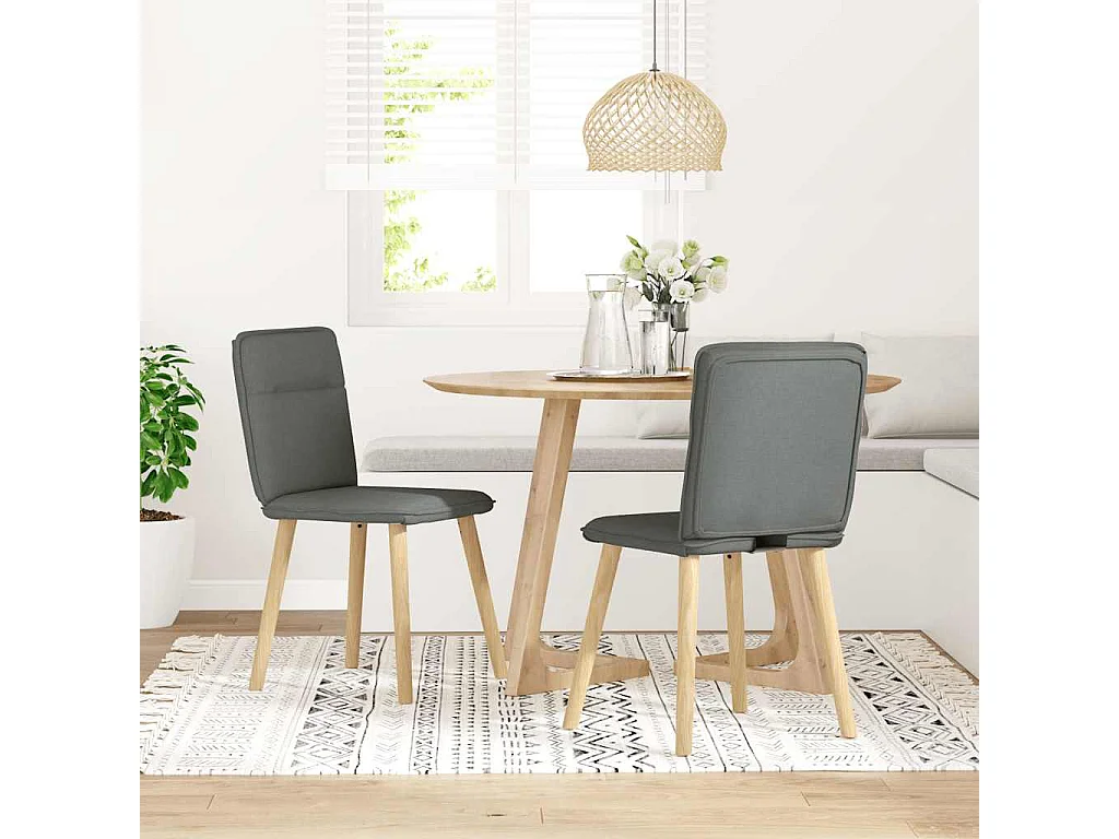 Chaises à manger lot de 2 gris foncé tissu