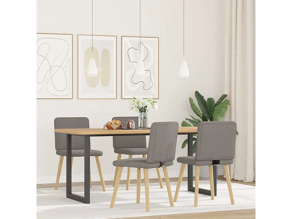 Eetkamerstoelen 4 stukkendraaibaar stof taupe