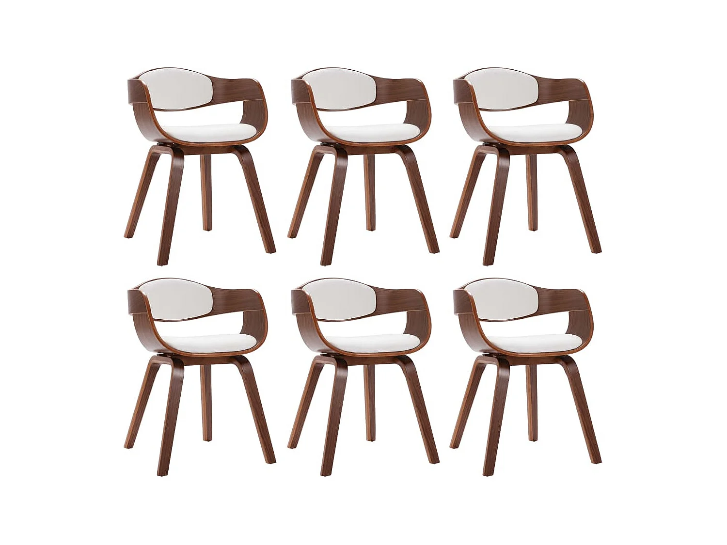 Sillas de comedor 6 unidades madera curvada y cuero sintético