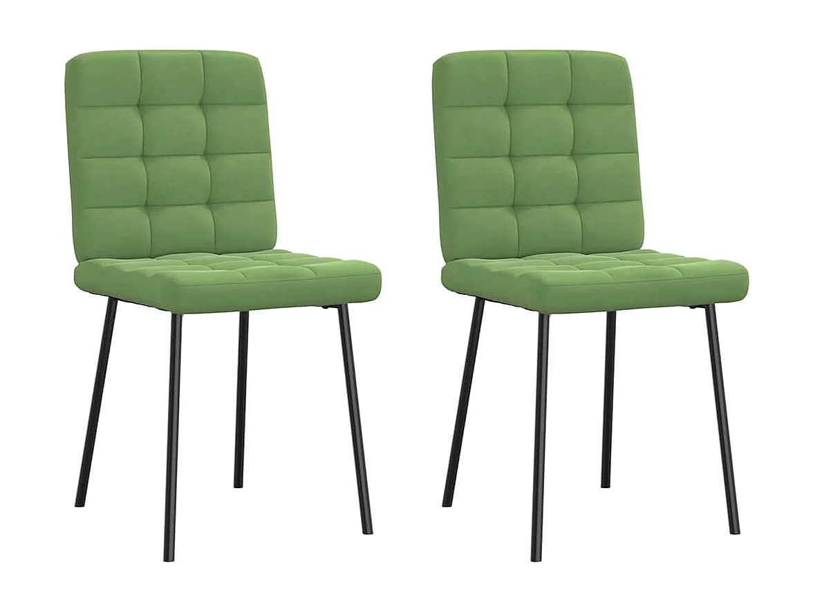 Chaises à manger lot de 2 Vert clair Velours