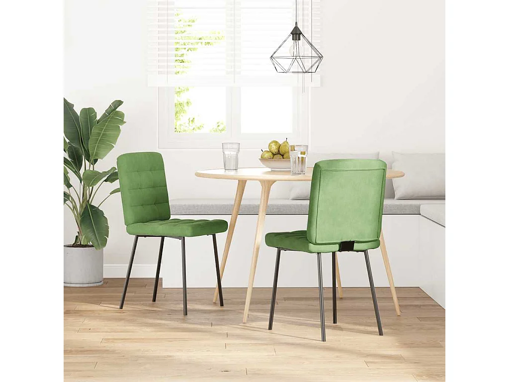 Chaises à manger lot de 2 Vert clair Velours