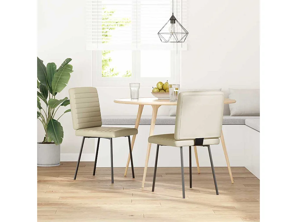 Cadeiras de jantar 2 peças couro artificial cor creme