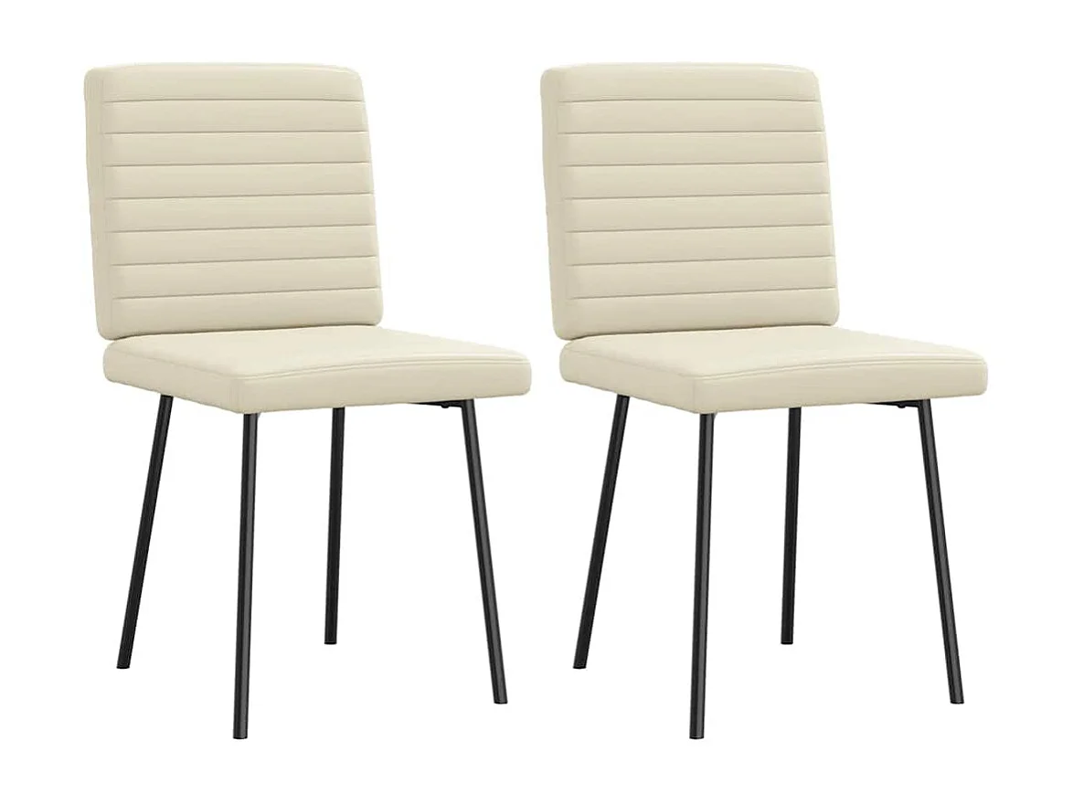 Cadeiras de jantar 2 peças couro artificial cor creme