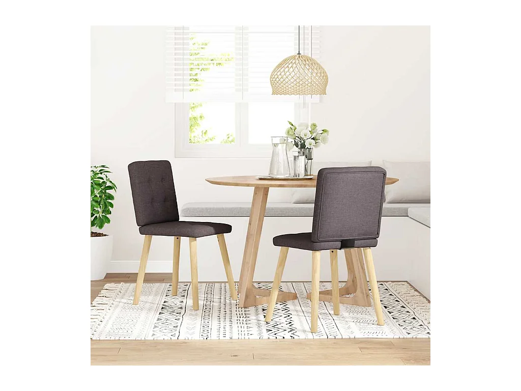 Chaises à manger lot de 2 marron foncé tissu