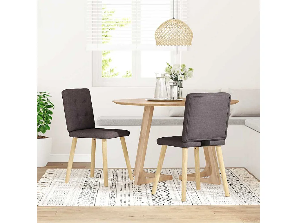 Sillas de comedor 2 unidades tela marrón oscuro