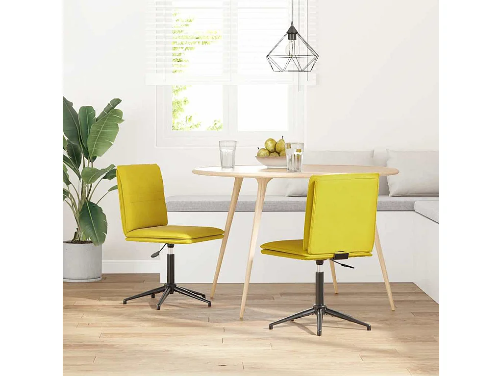 Chaises à manger lot de 2 Jaune Velours