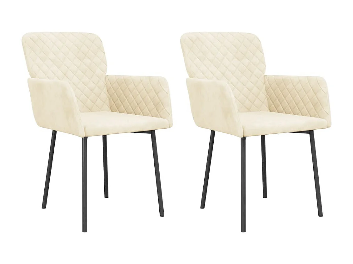Sillas de comedor 2 unidades terciopelo crema