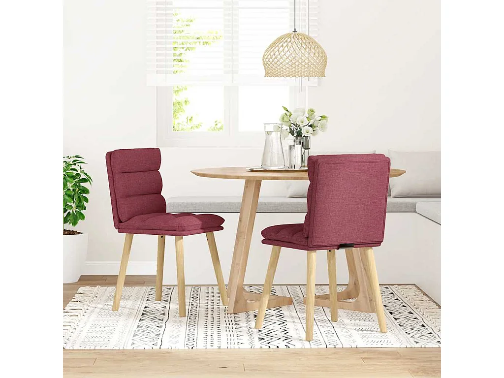 Sillas de comedor 2 unidades tela rojo tinto