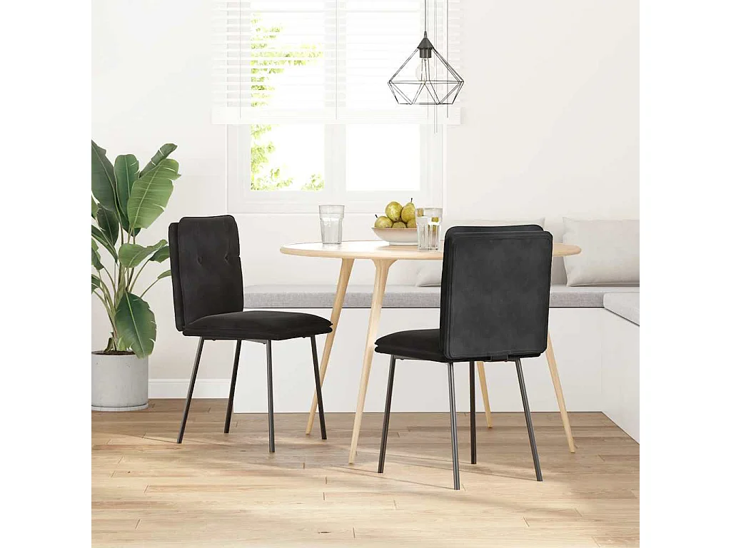 Sillas de comedor 2 unidades terciopelo negro