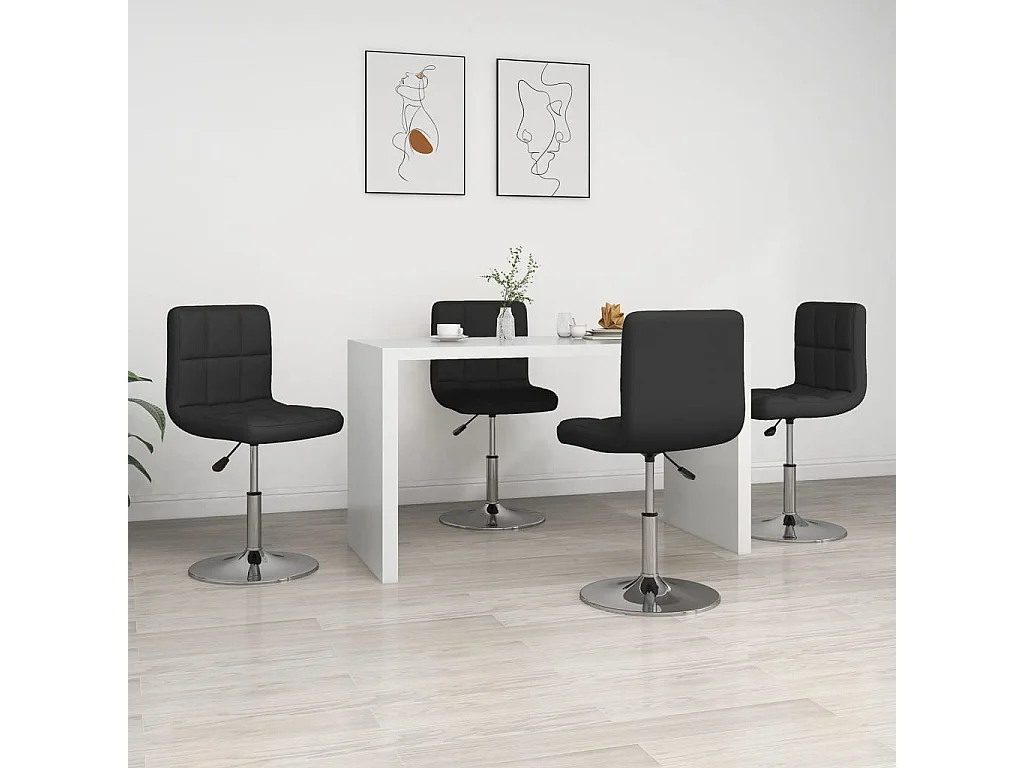 Chaises à manger lot de 4 noir similicuir