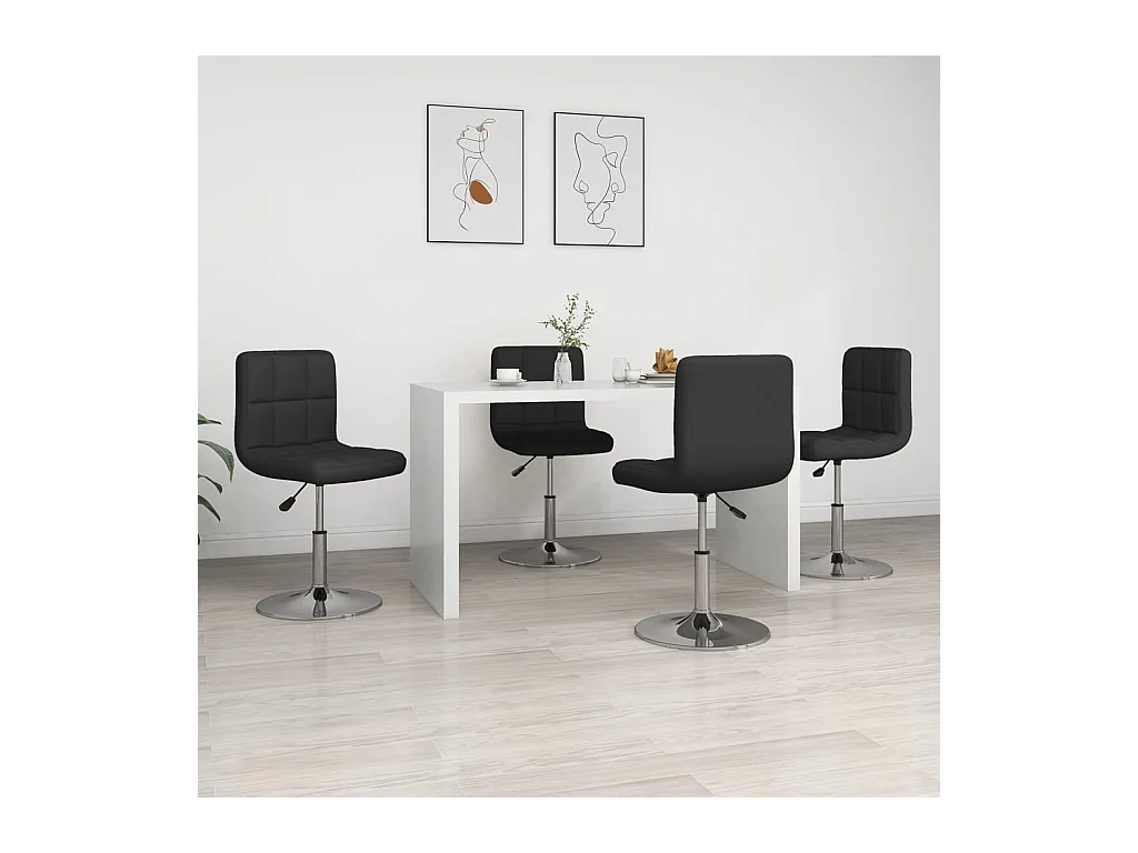 Chaises à manger lot de 4 noir similicuir