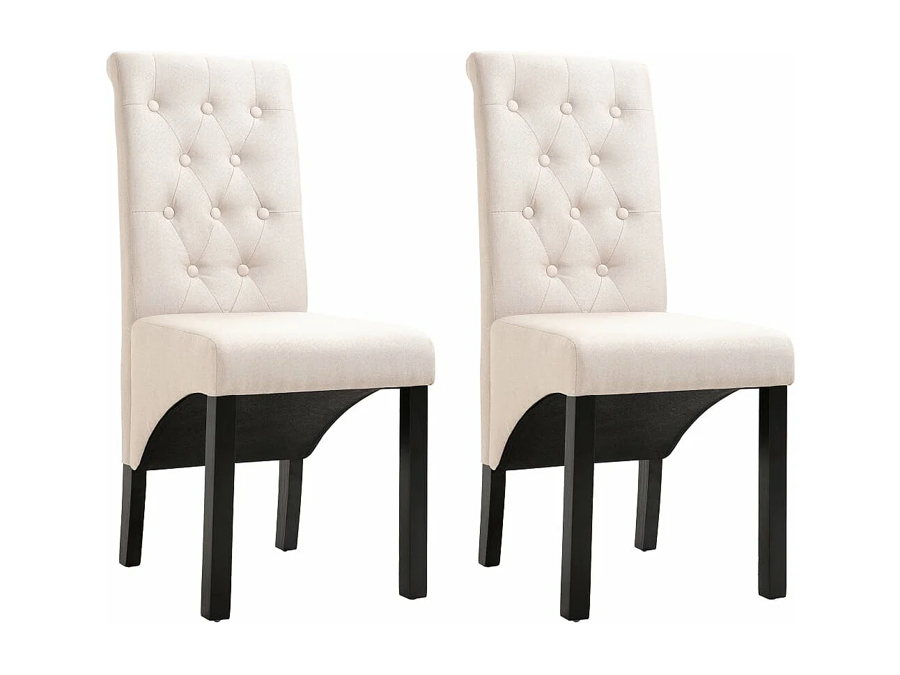 Cadeiras de jantar 2 peças tecido cor creme