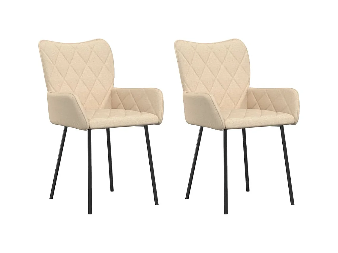 Chaises à manger lot de 2 crème tissu