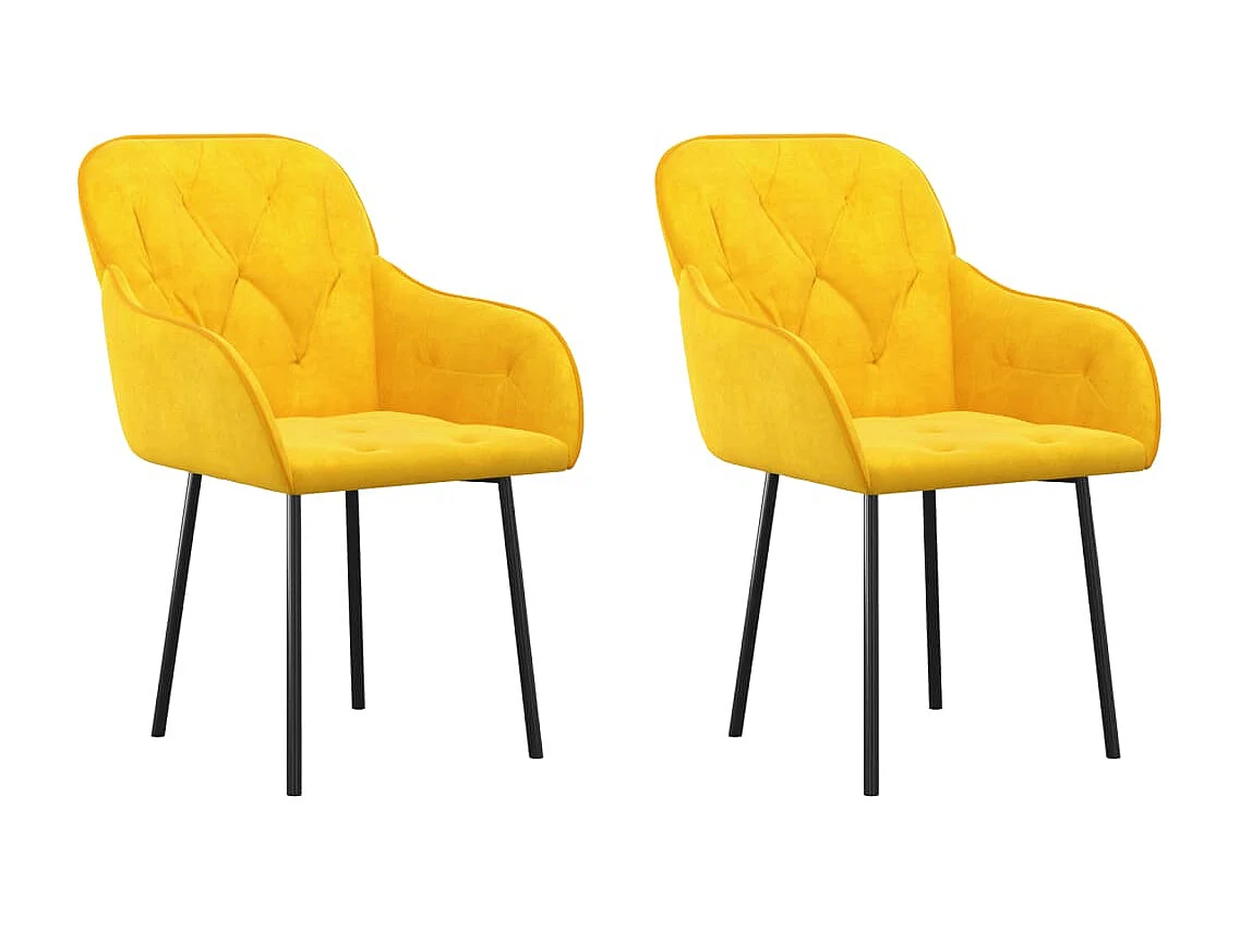 Chaises à manger lot de 2 Jaune Velours