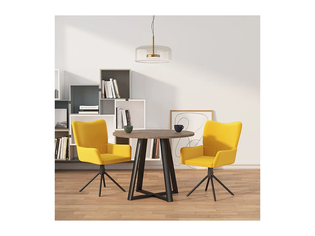 Chaises pivotantes à manger lot de 2 Jaune Velours