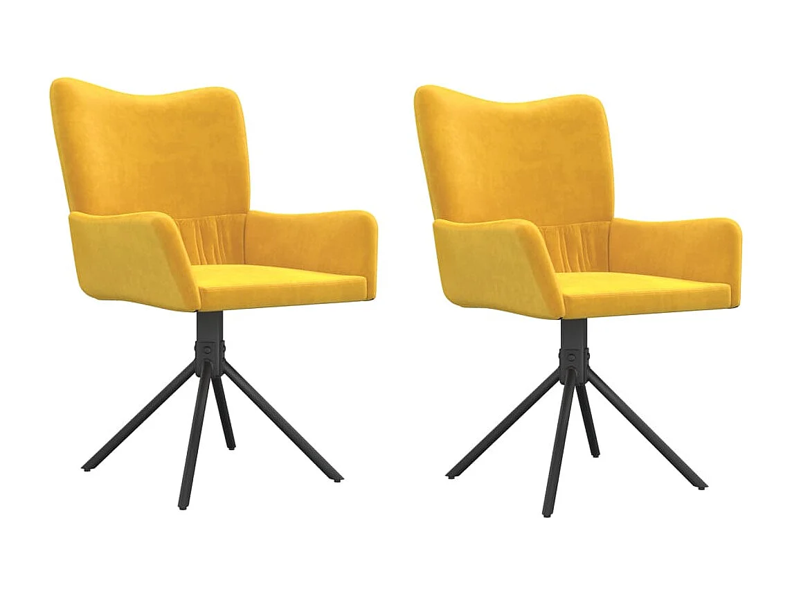 Chaises pivotantes à manger lot de 2 Jaune Velours