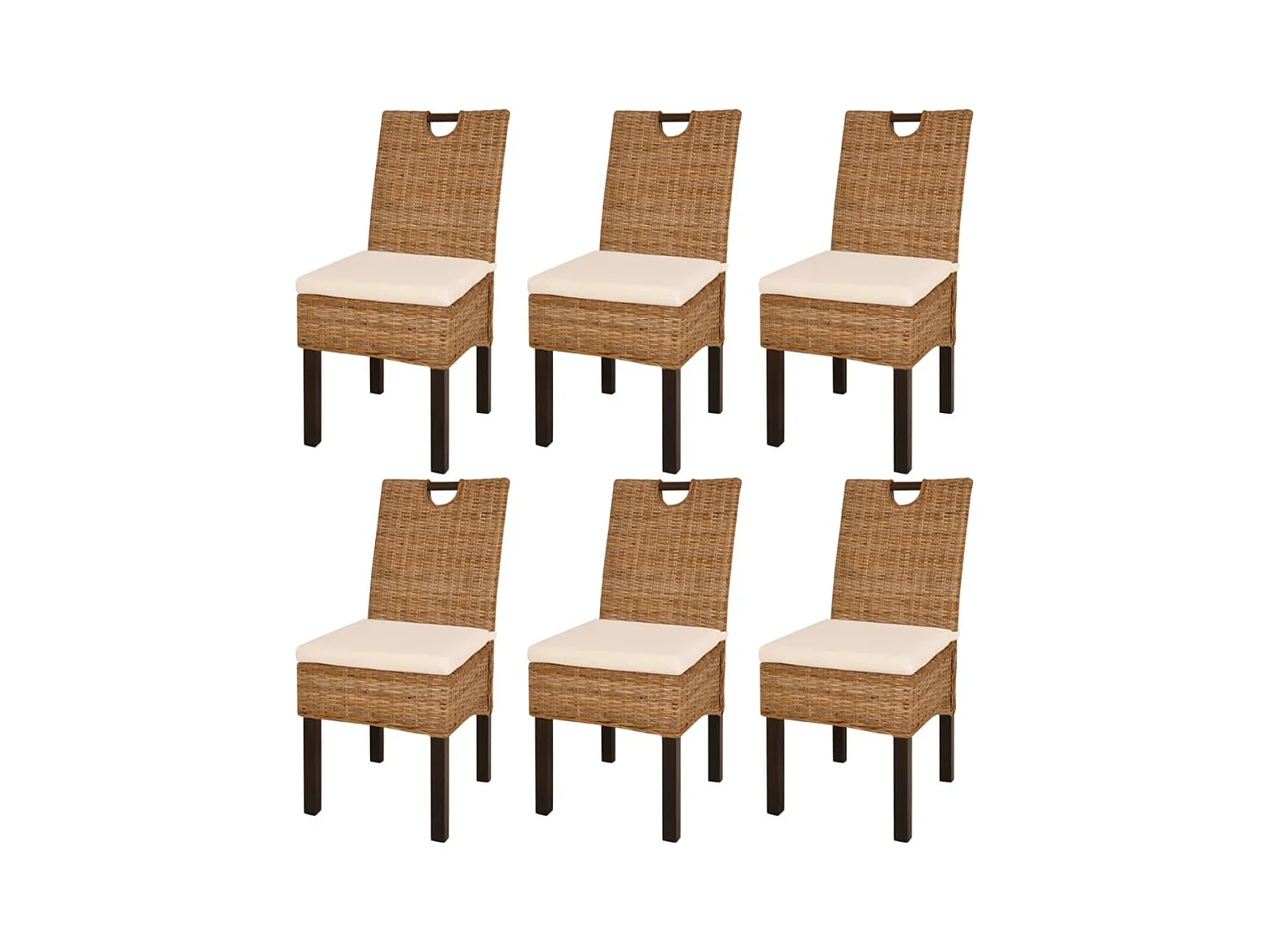 Chaises à manger lot de 6 rotin Kubu bois de manguier