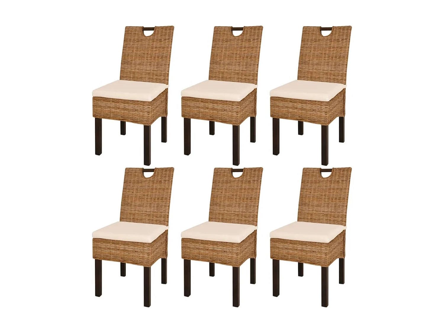 Chaises à manger lot de 6 rotin Kubu bois de manguier