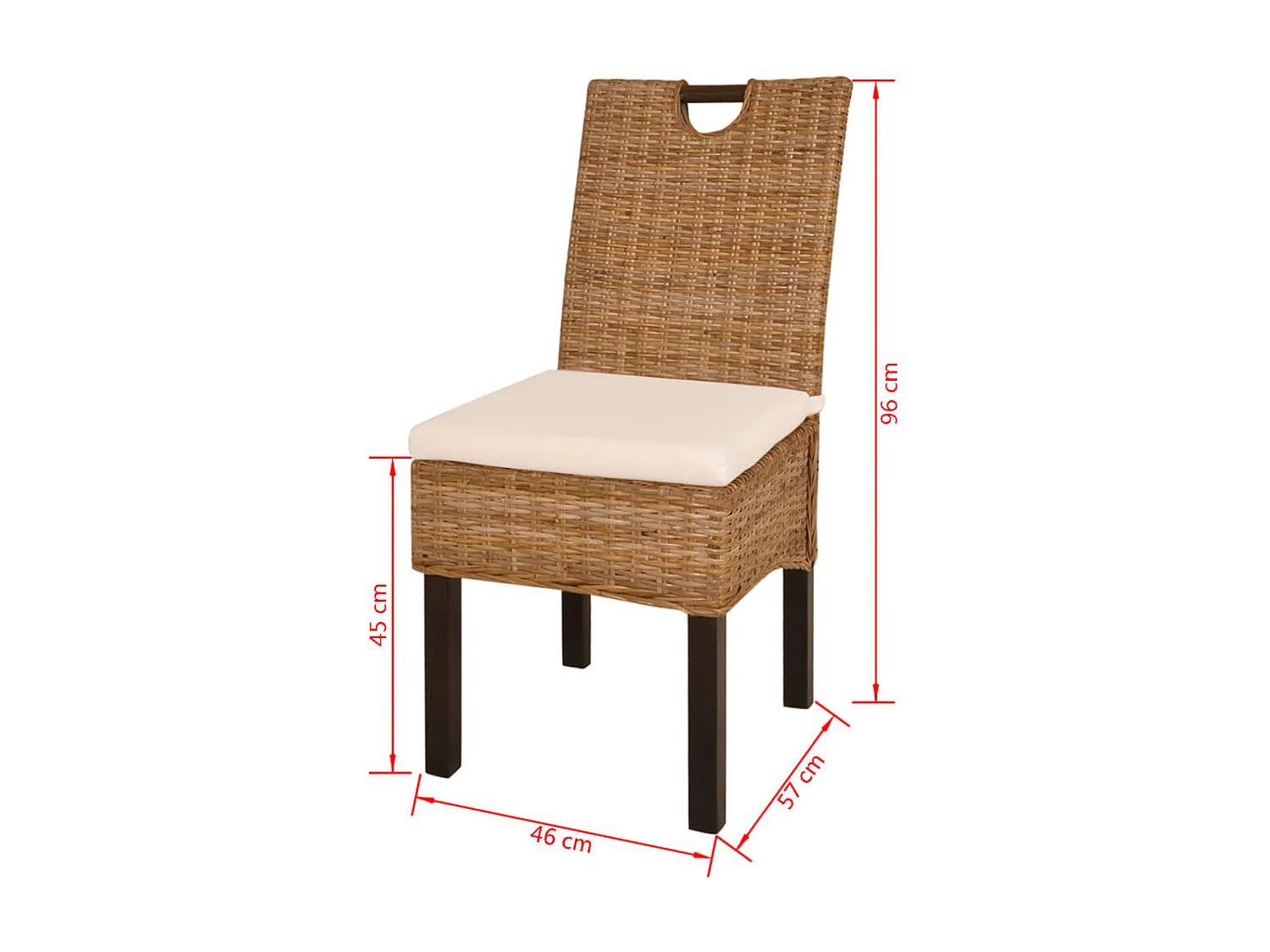 Chaises à manger lot de 6 rotin Kubu bois de manguier