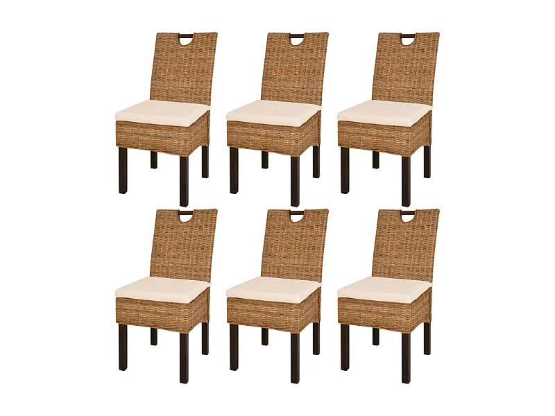 Chaises à manger lot de 6 rotin Kubu bois de manguier