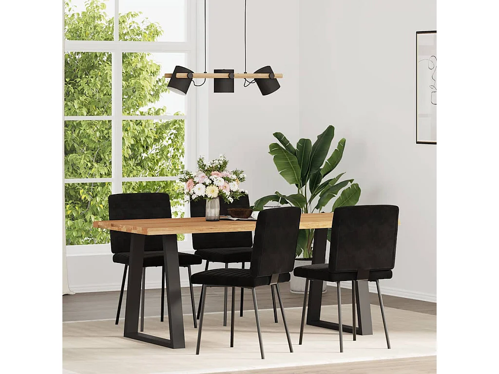 Chaises à manger lot de 4 Noir Velours