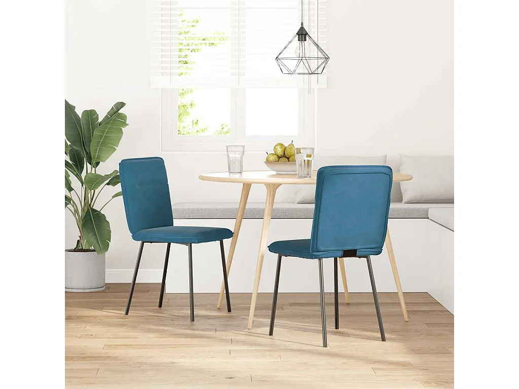 Sillas de comedor 2 unidades terciopelo azul