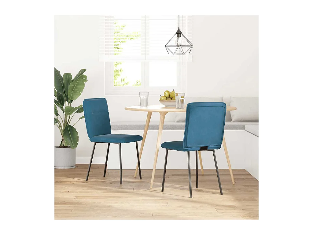 Chaises à manger lot de 2 Bleu Velours