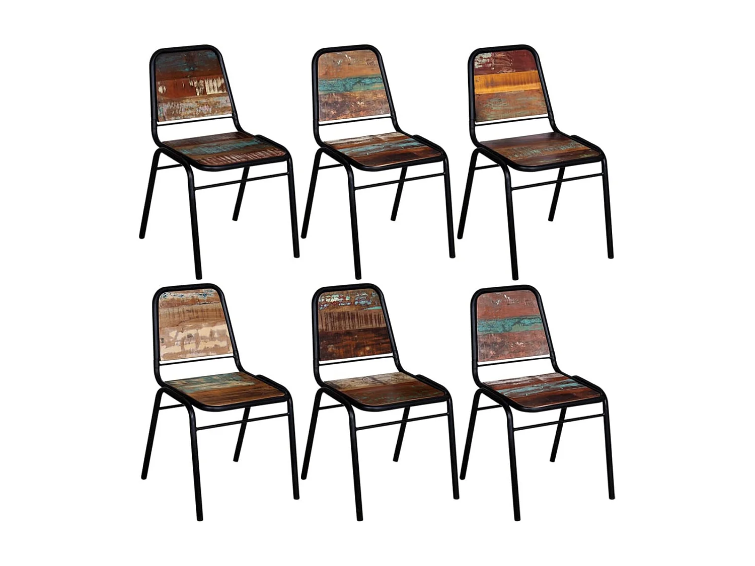 Chaises à manger lot de 6 bois de récupération solide