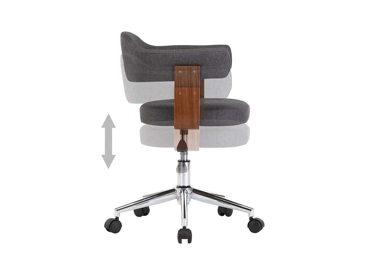 Chaises pivotantes à manger lot de 6 gris bois courbé et tissu