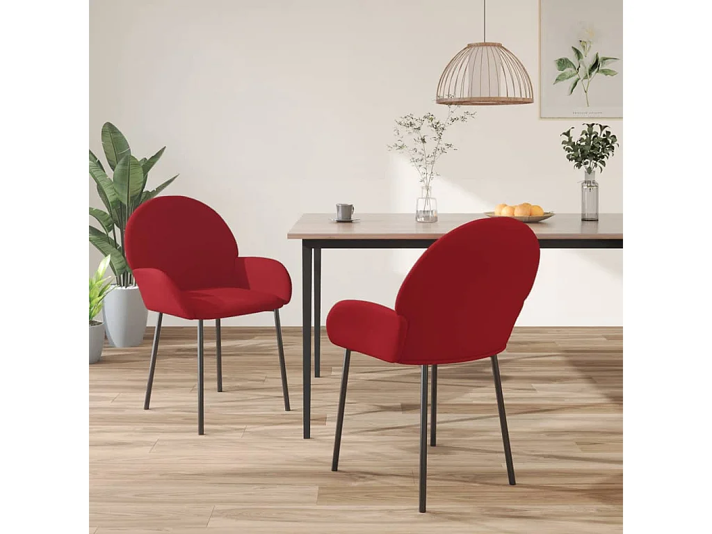 Chaises à manger lot de 2 Rouge bordeaux Velours