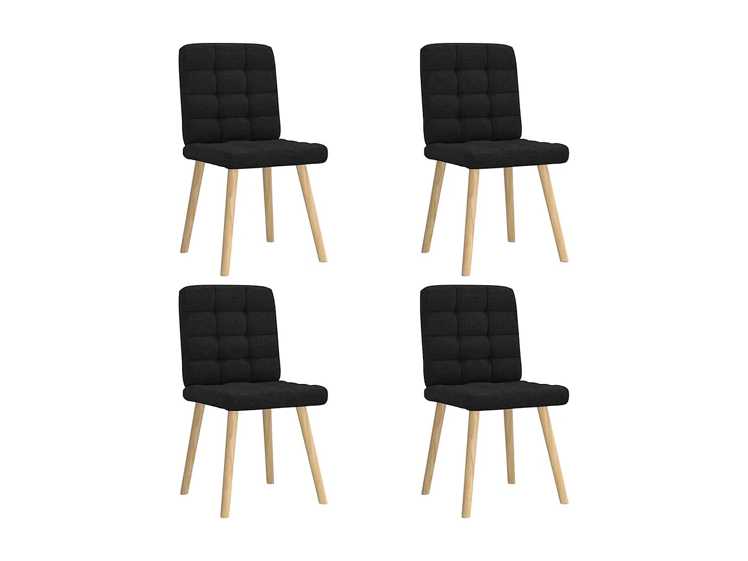Chaises à manger lot de 4 noir tissu