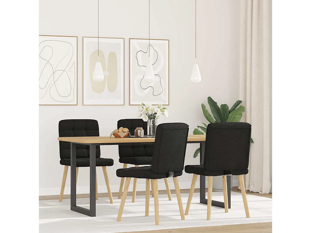 Eetkamerstoelen 4 stukkenstof zwart