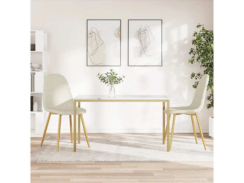 Sillas de comedor 2 unidades terciopelo blanco crema