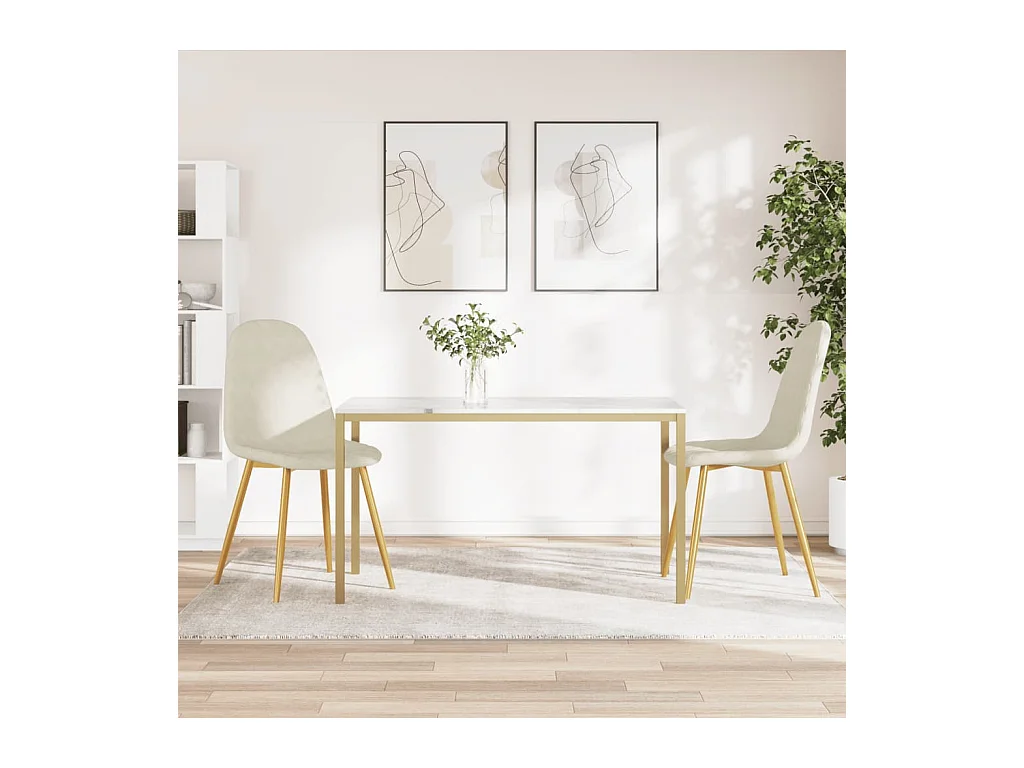Chaises à manger lot de 2 blanc crème velours