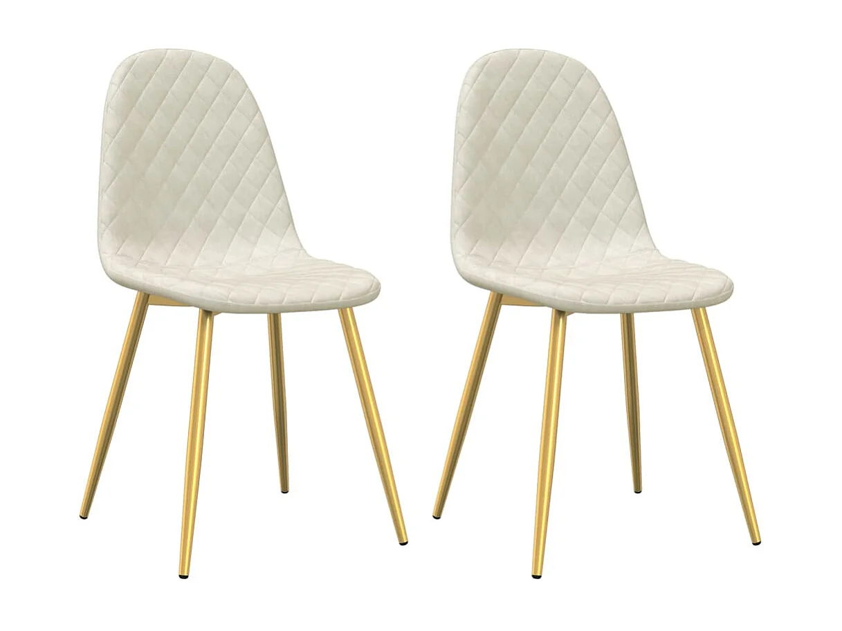 Chaises à manger lot de 2 blanc crème velours