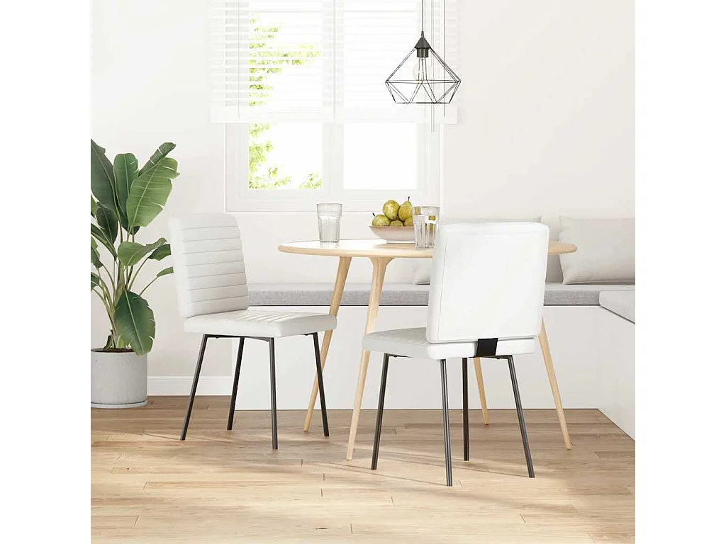 Cadeiras de jantar 2 peças couro artificial branco