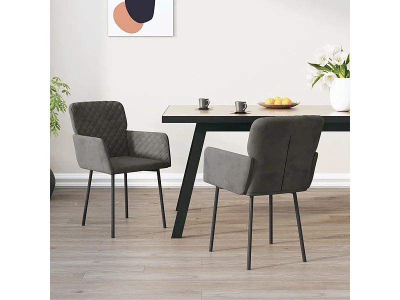 Sillas de comedor 2 unidades terciopelo gris oscuro