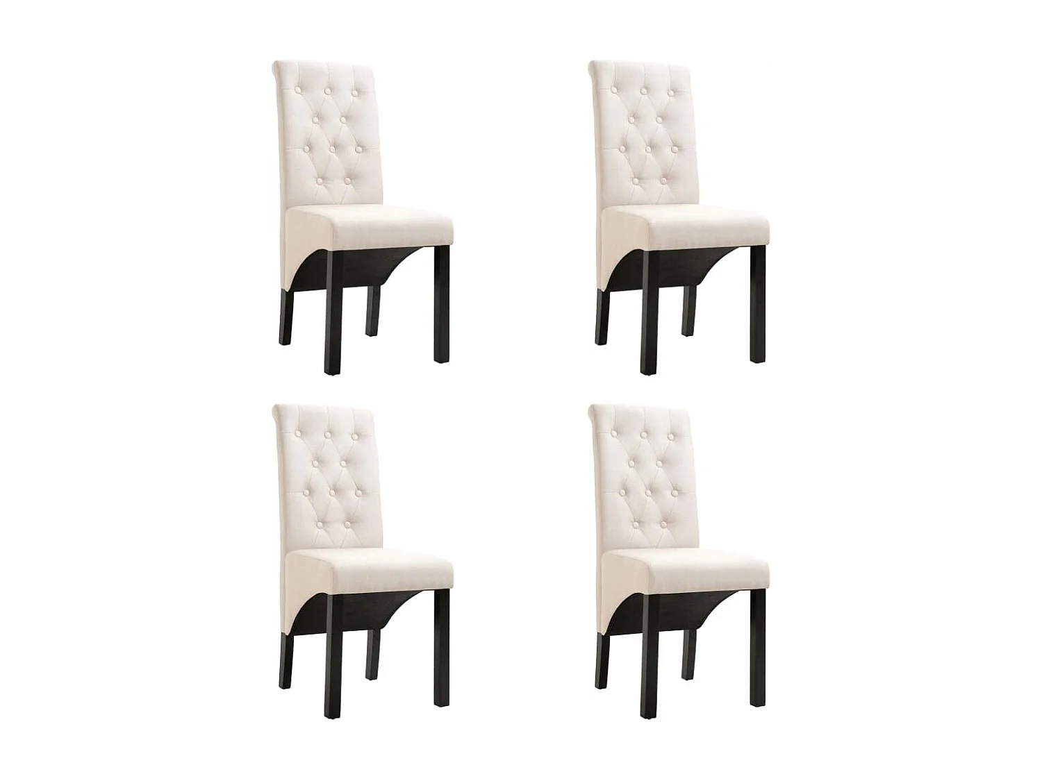 Cadeiras de jantar 4 peças tecido cor creme