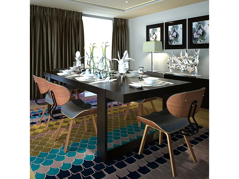 Chaises à manger lot de 6 bois courbé et similicuir