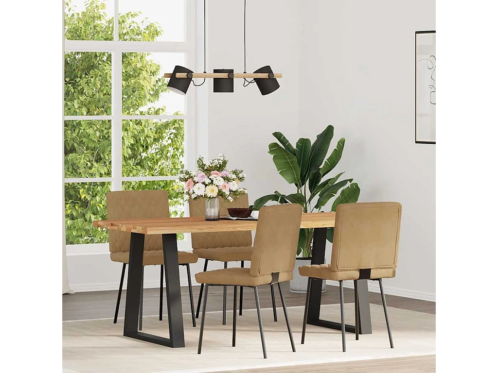 Chaises à manger lot de 4 marron velours