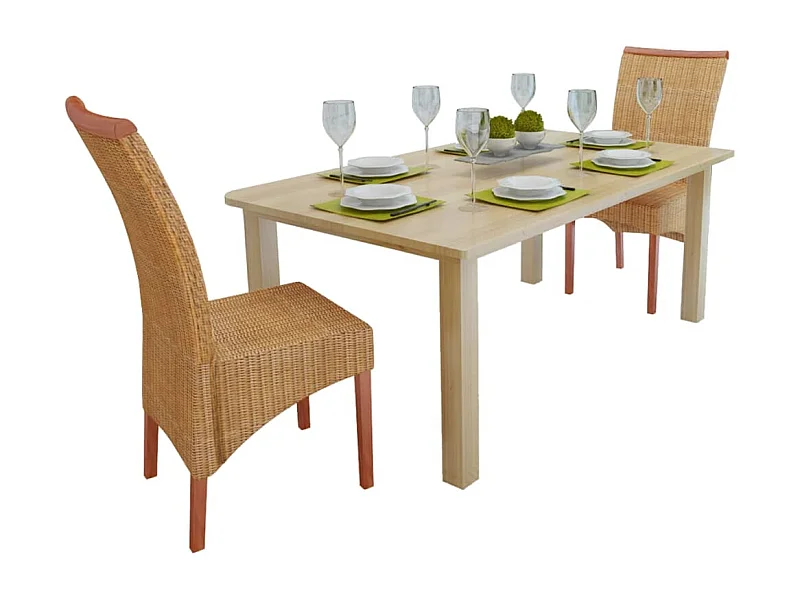 Sillas de comedor 2 unidades ratán natural marrón