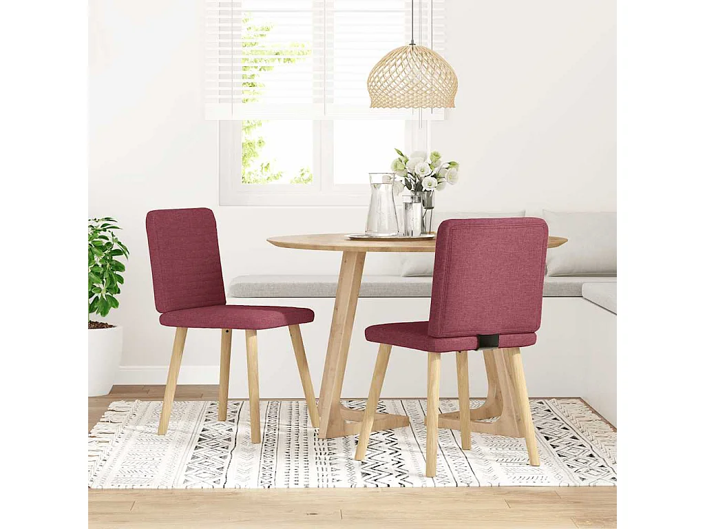 Chaises à manger lot de 2 rouge bordeaux tissu