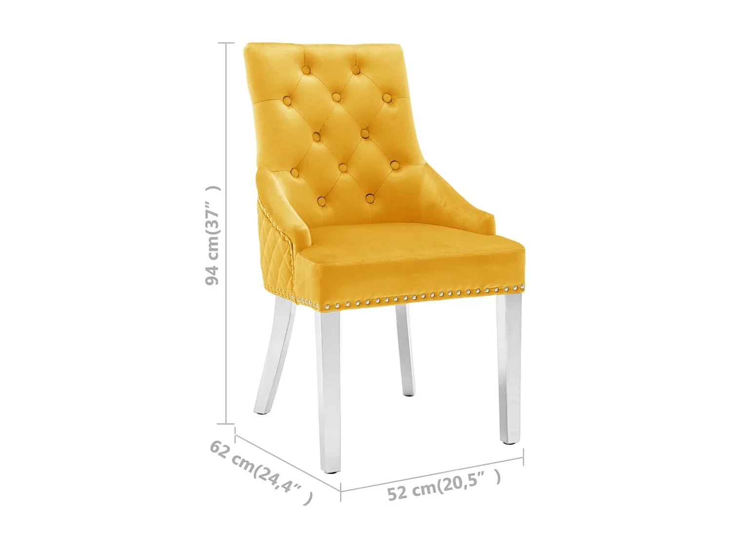 Eetkamerstoelen 2 st fluweel geel